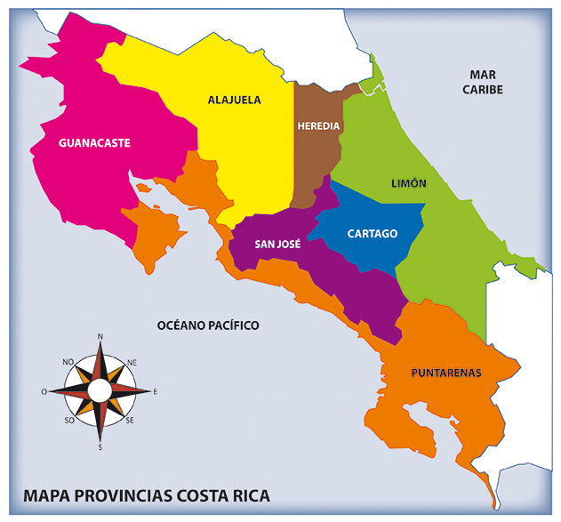 Mapa De Costa Rica X Provincias